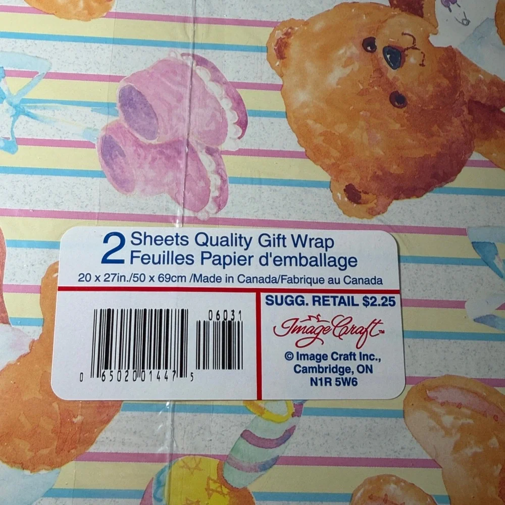 5/$25 VINTAGE Baby Shower Wrapping Paper Teddy Bears